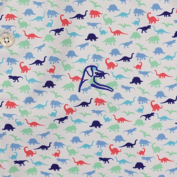 Rhoback The Jurassic Polo Shirt Large Multicolor Dinosaur AOP Performance Golf - Picture 6 of 12